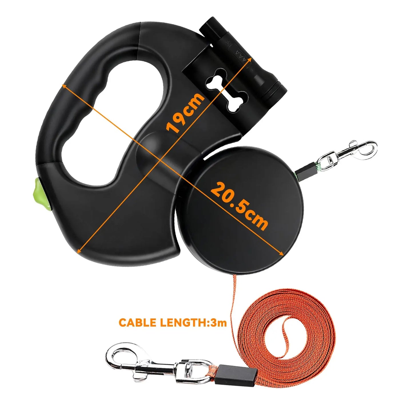Dog Leash, Retractable Leash, Automatic Leash, Double Retractable Dog Leash, Dog Lead, Pet Leash, 1 Tow Rope, 2 Double Leashes with Flashlight and Pouch Dispenser