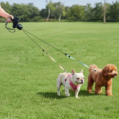 Laisse double pour Chien caniche et petit bouledogue