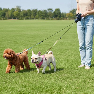Laisse double pour Chien promenade sur herbe